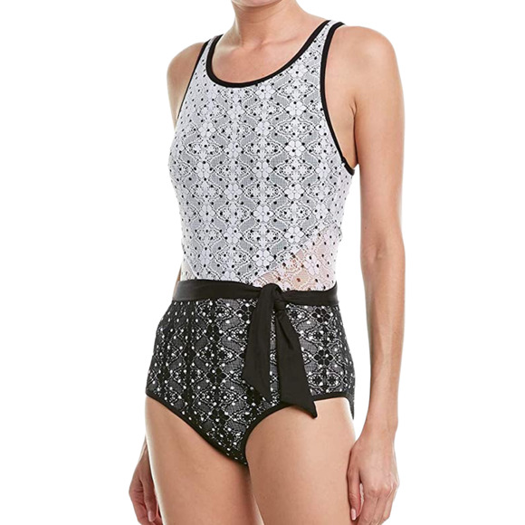 Anne Cole Other - Anne Cole In First Lace Dot Crochet One Piece Swimsuit Black White Womens 6